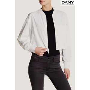 DKNY PURE WOMEN  NWT FLOATY NYLON CROP CHALK JACKET. SIZE L